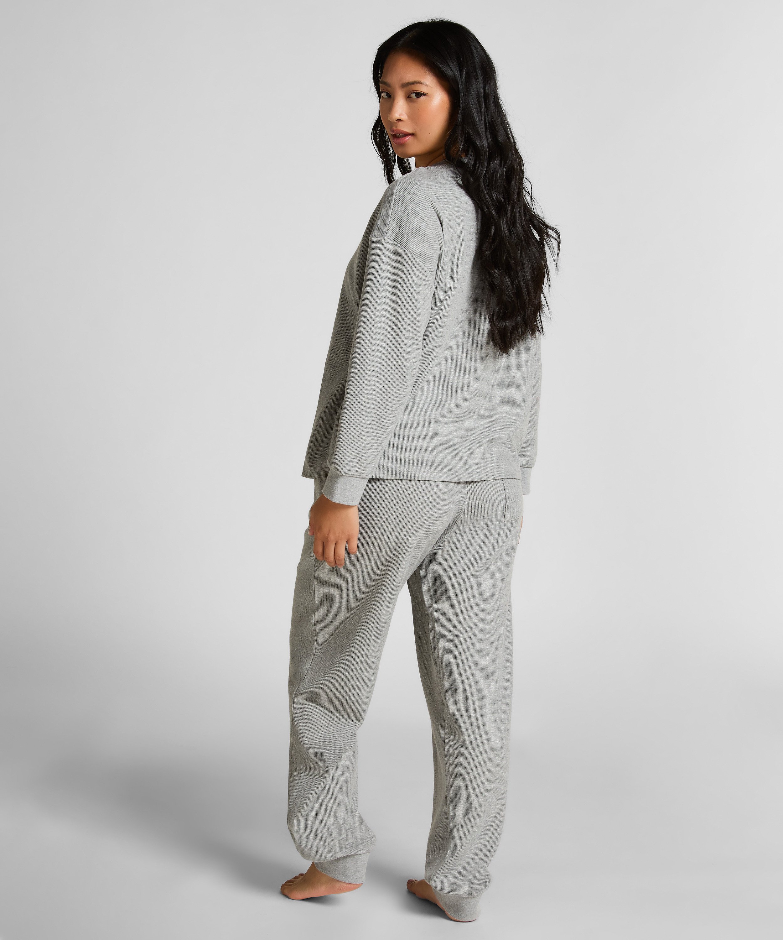 Waffle joggingbukser, Gr&aring;, main