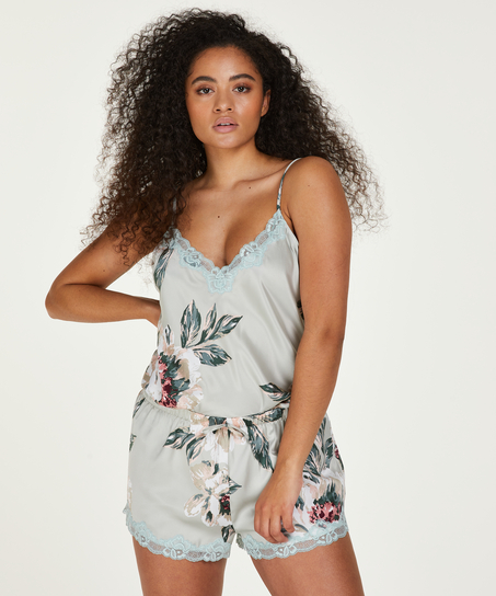 Pyjamasshorts satin, blå