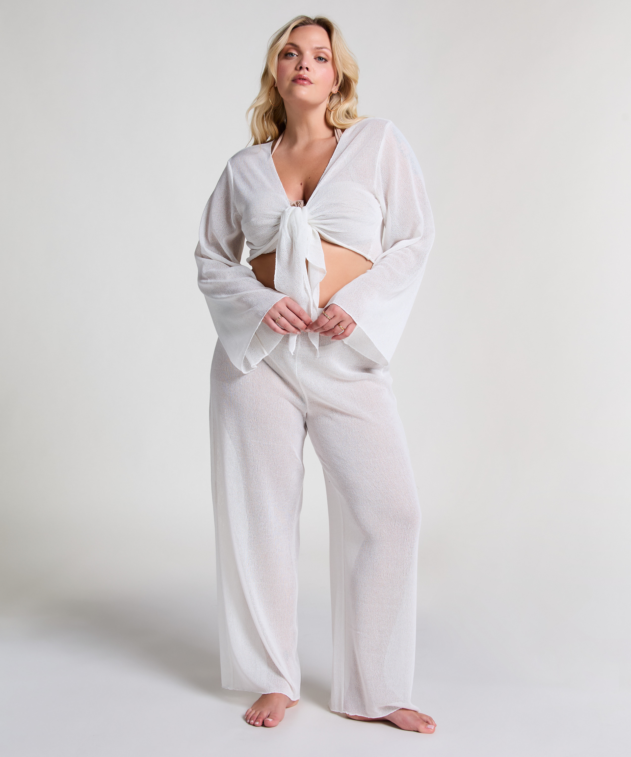 Strikket strandtop, Hvid, main