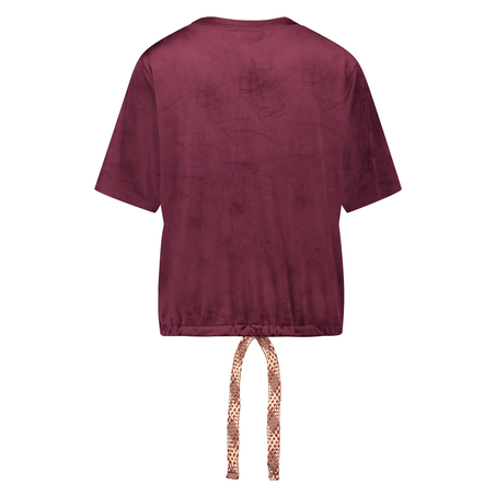 Top korte &aelig;rmer velour, R&oslash;d