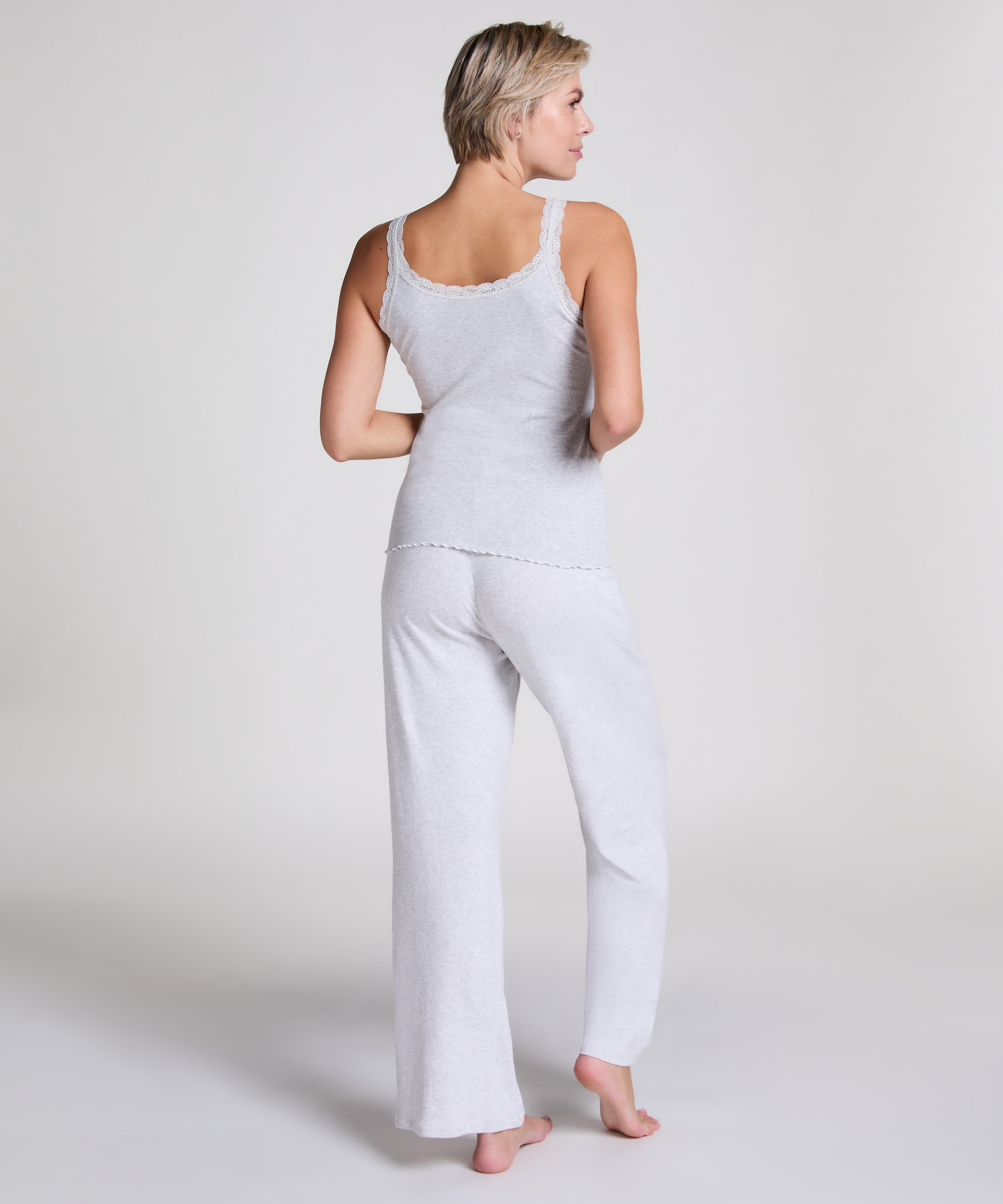 Singlet Rib Lace, Beige, main