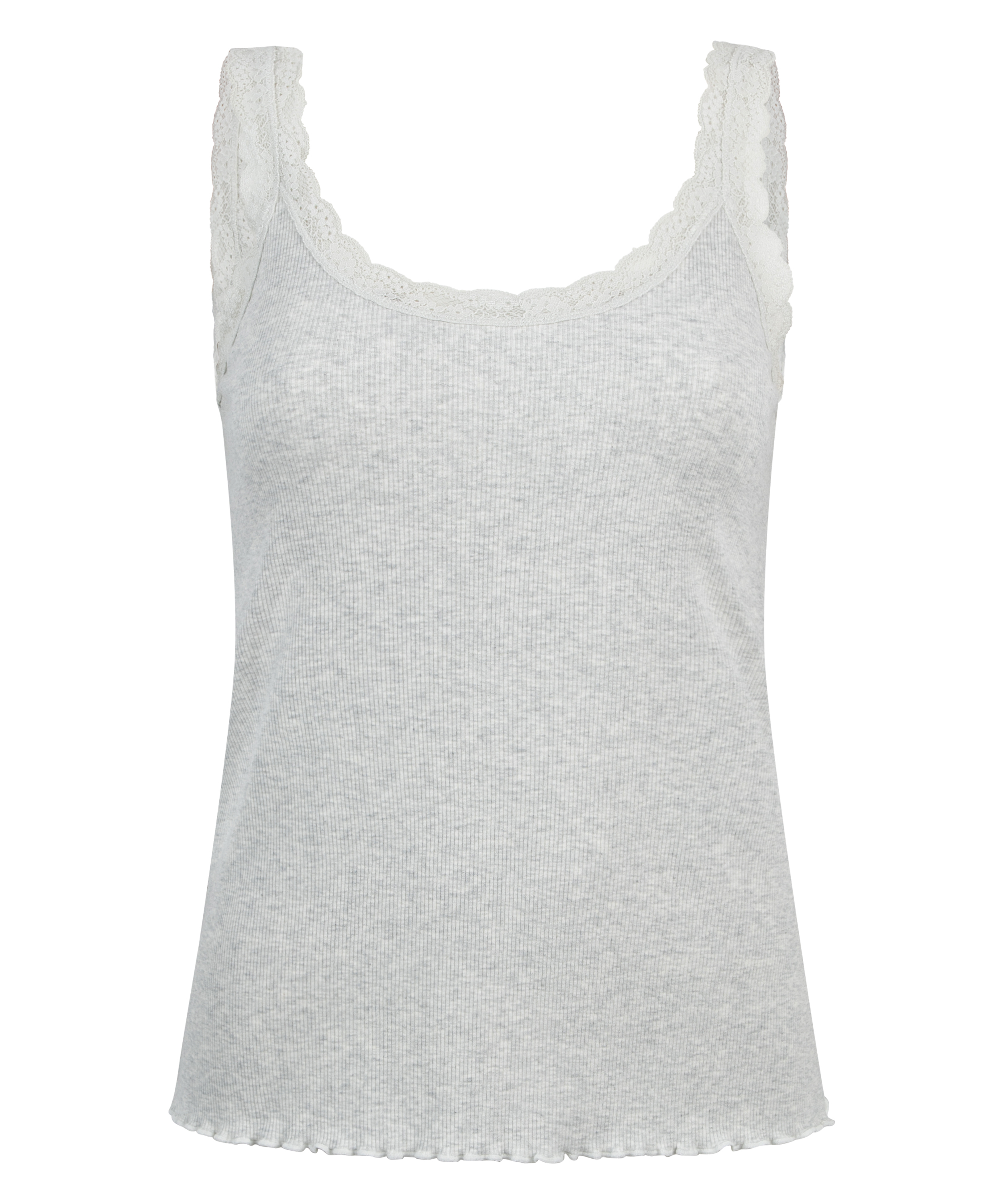 Singlet Rib Lace, Beige, main