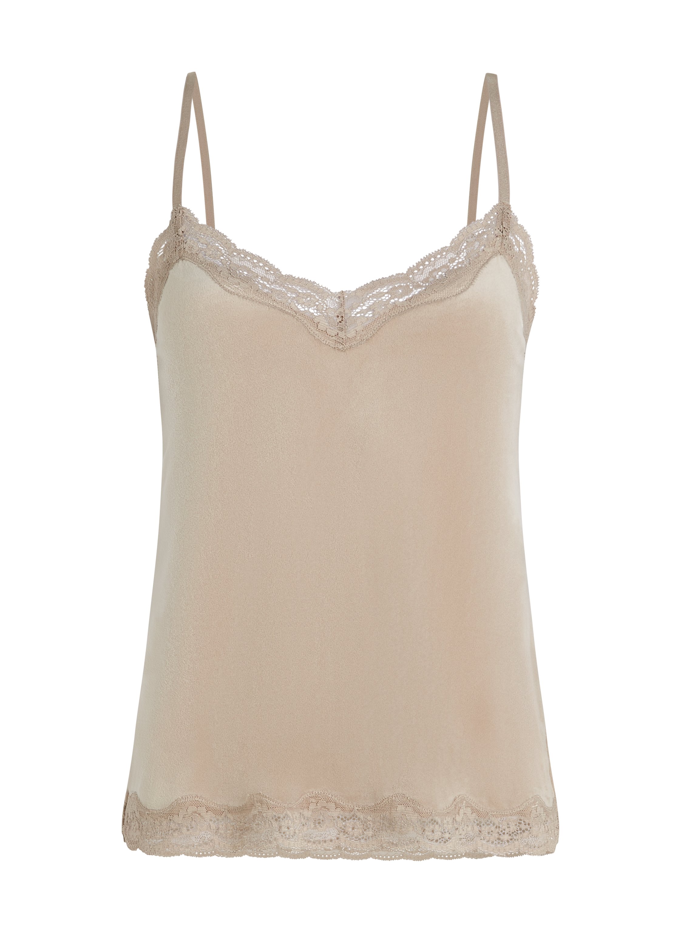 Cami top Velours Lace, Beige, main