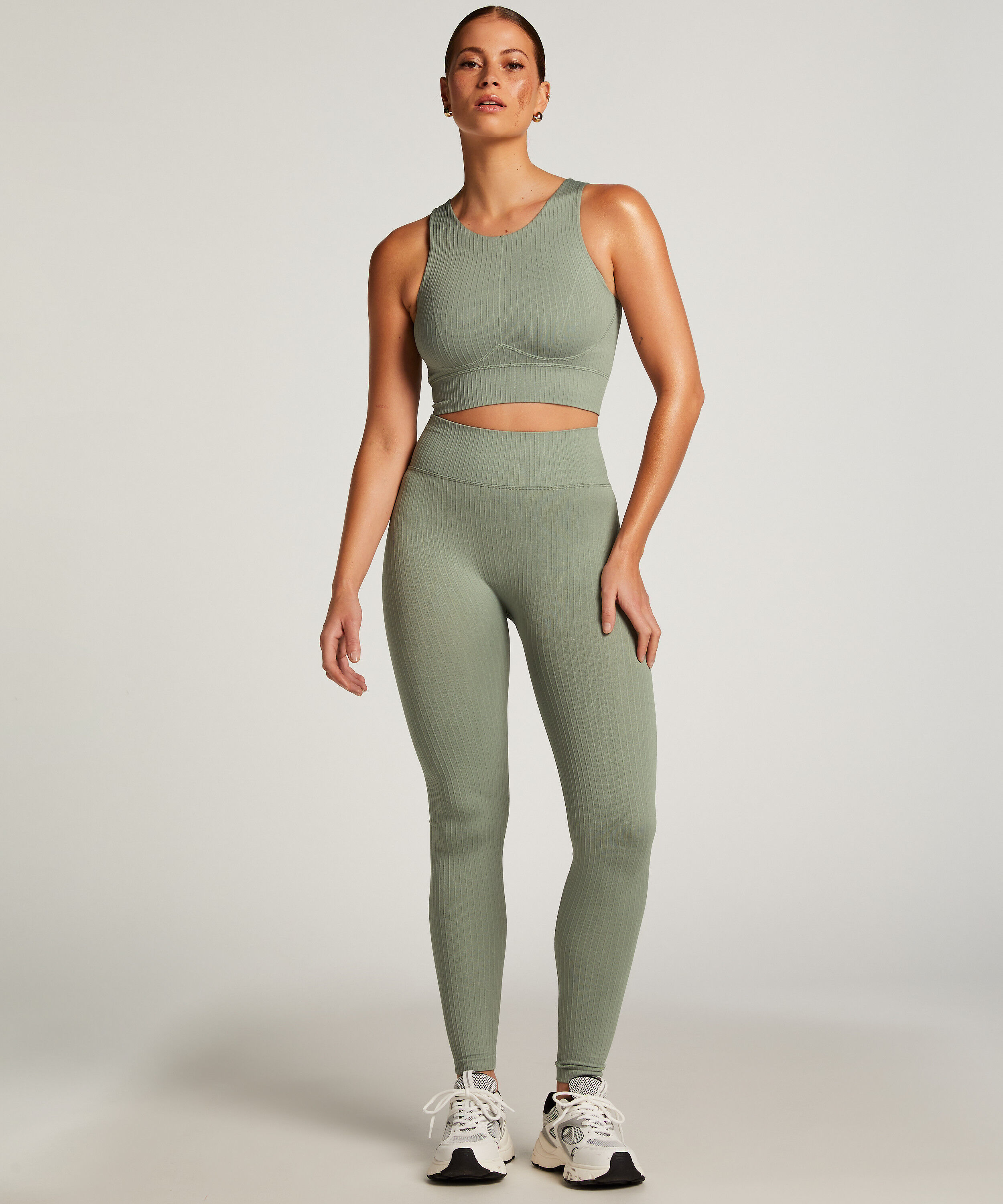 HKMX High waisted sømløse sportsleggings, Grøn