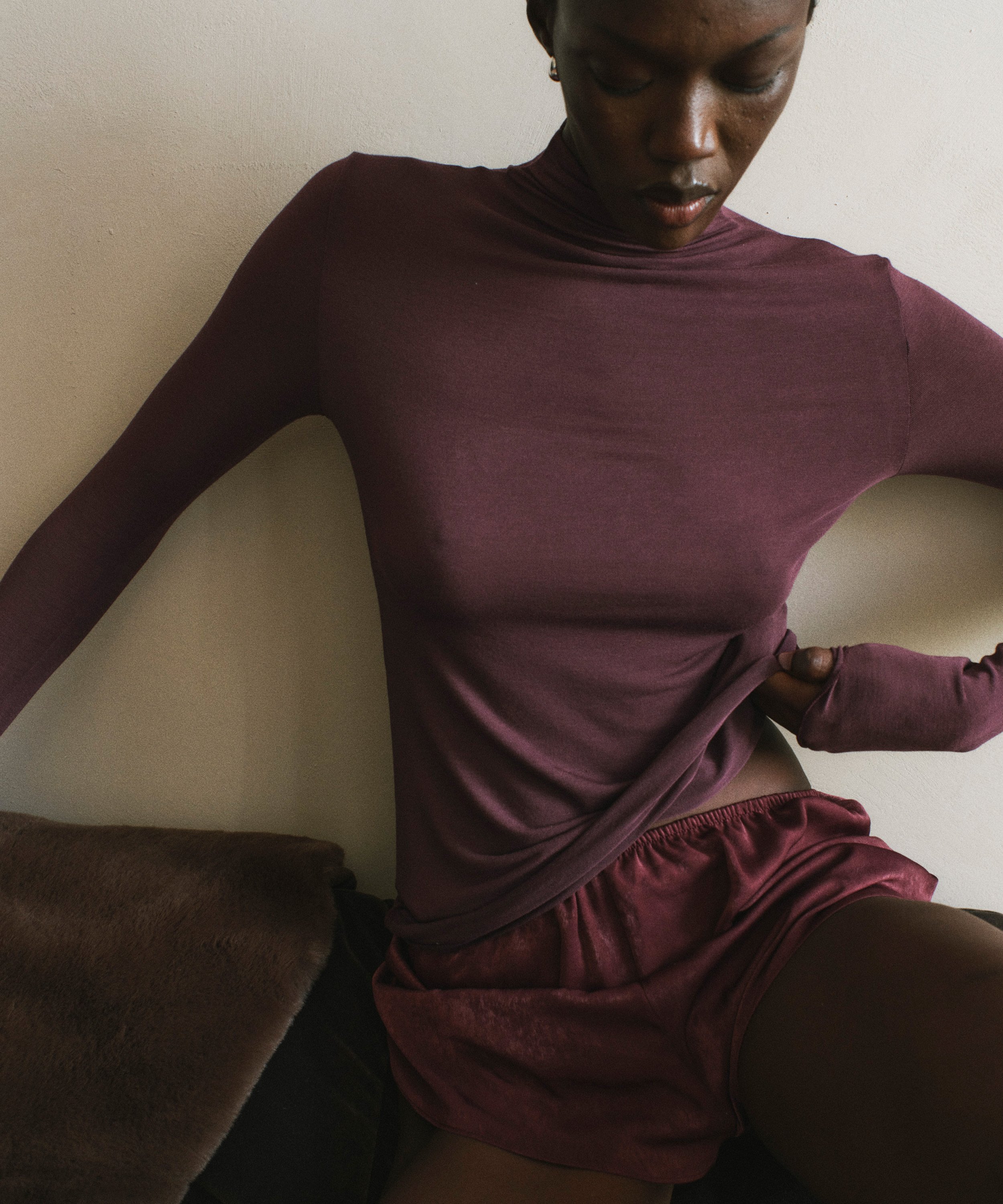 Shorts Satin Minimal, Lilla, main