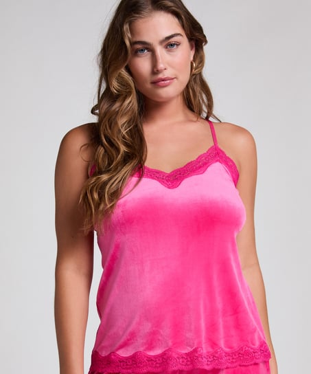 Cami top Velours Lace, Lyserød