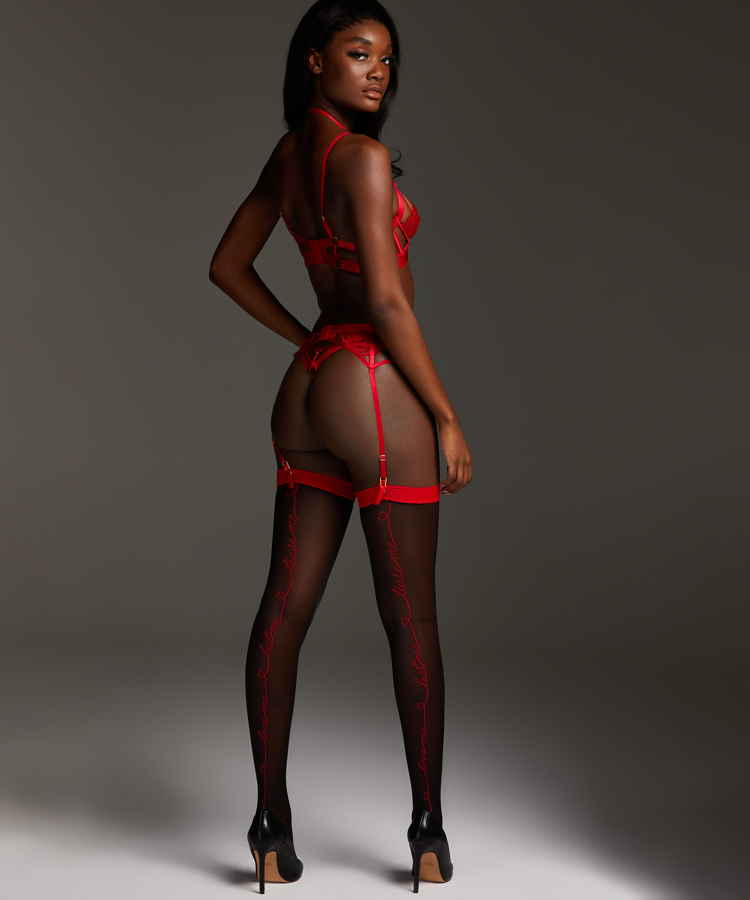 Stocking 15 Denier Private Text, Rød, main