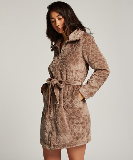 Badekåbe Zip Fleece, Brun