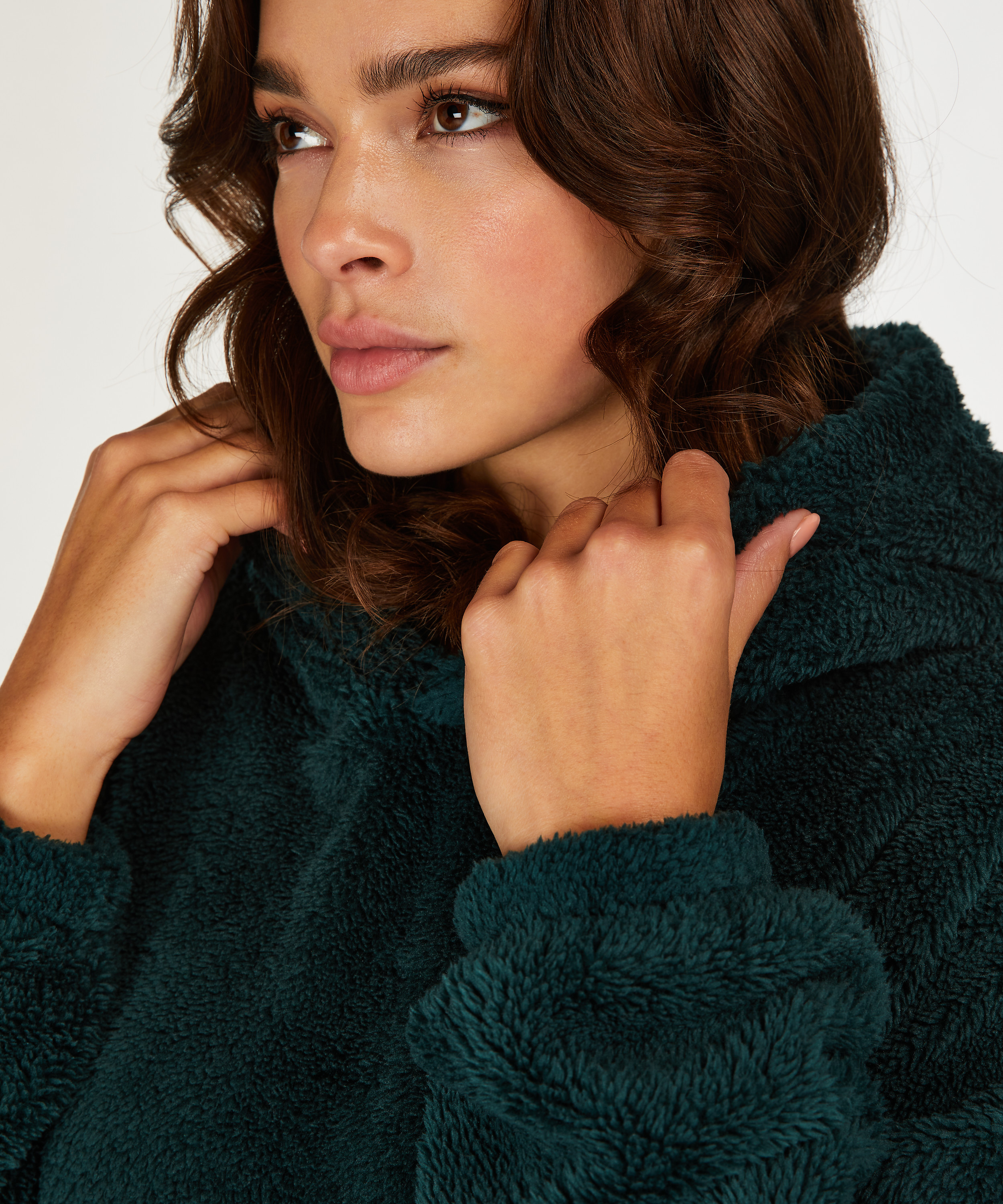 Snuggle fleece loungekjole, gr&oslash;n, main