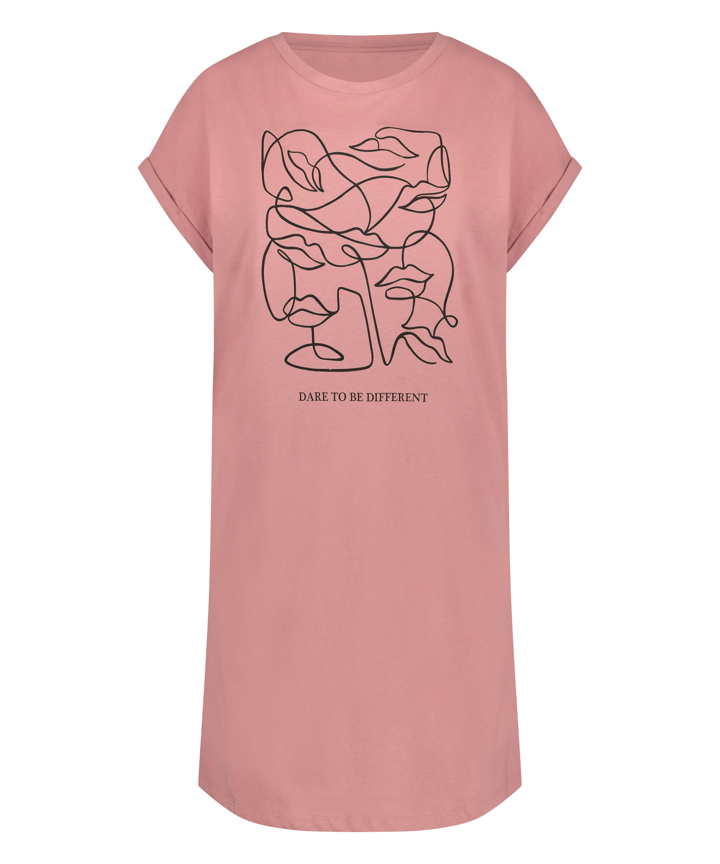 Nat-T-shirt med rund hals, pink, main