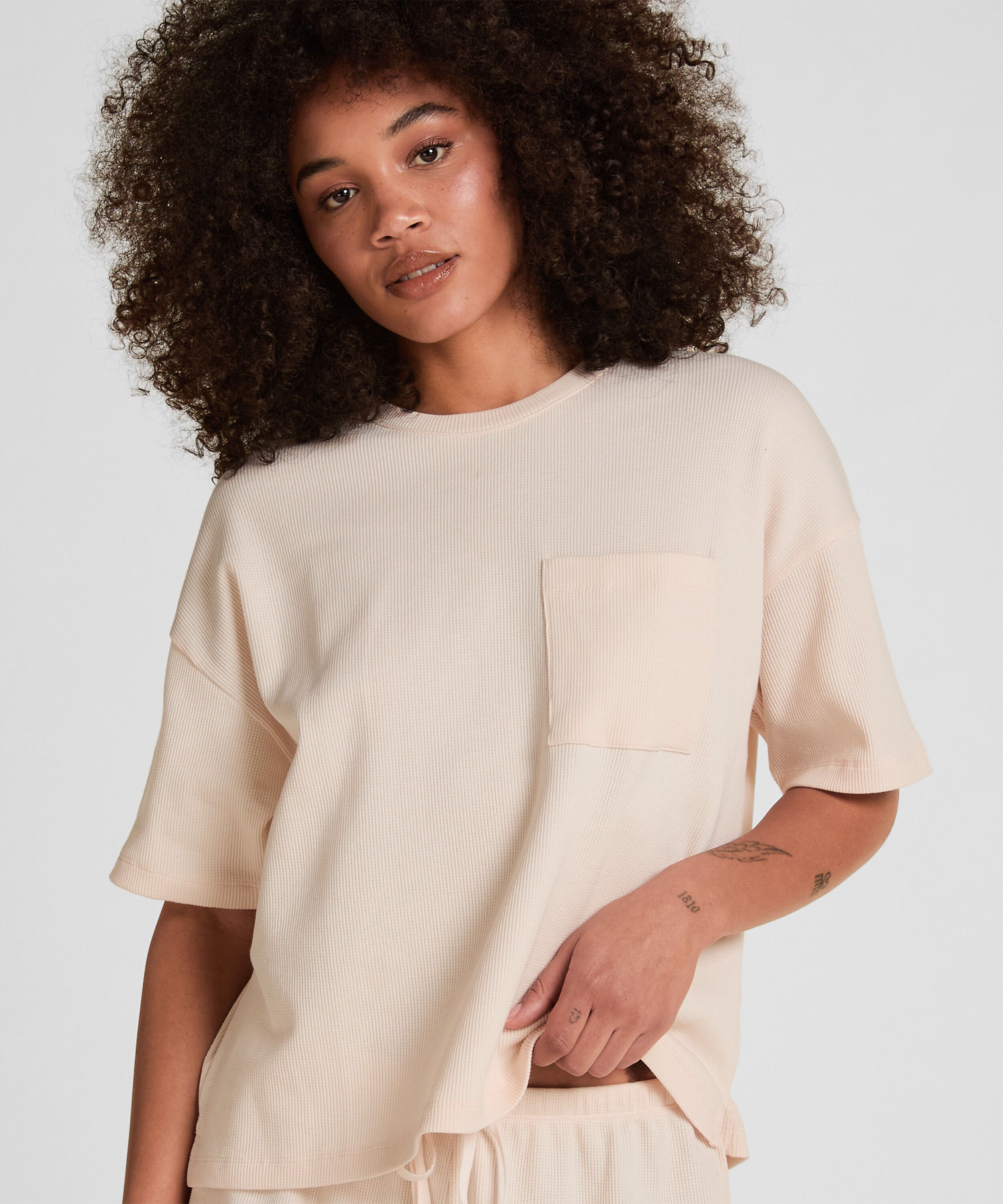 Pyjama Top Waffle, Lyserød