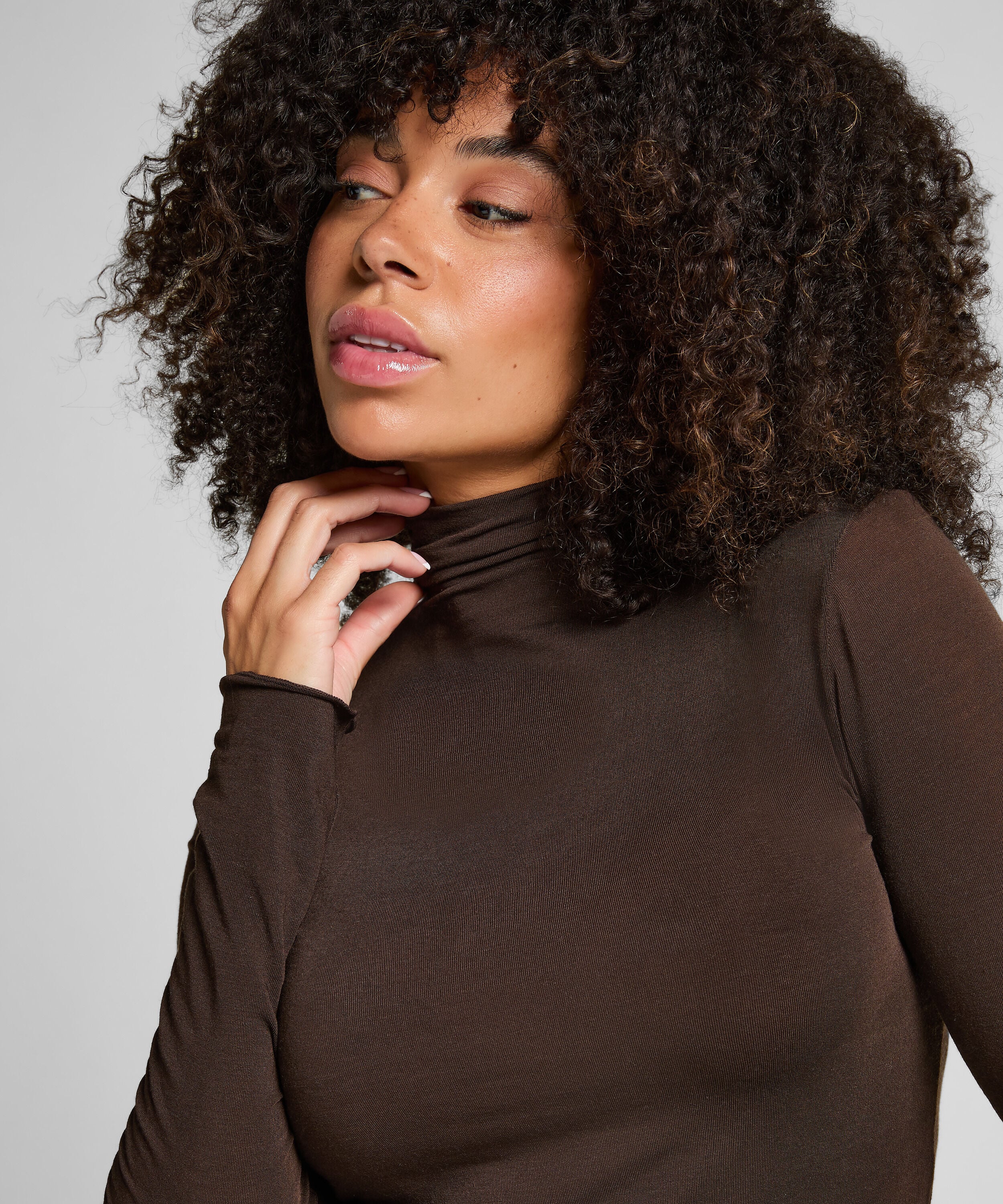 super soft Rullekrave Bluse med Cashmere, Brun super soft Rullekrave Bluse med Cashmere, Brun