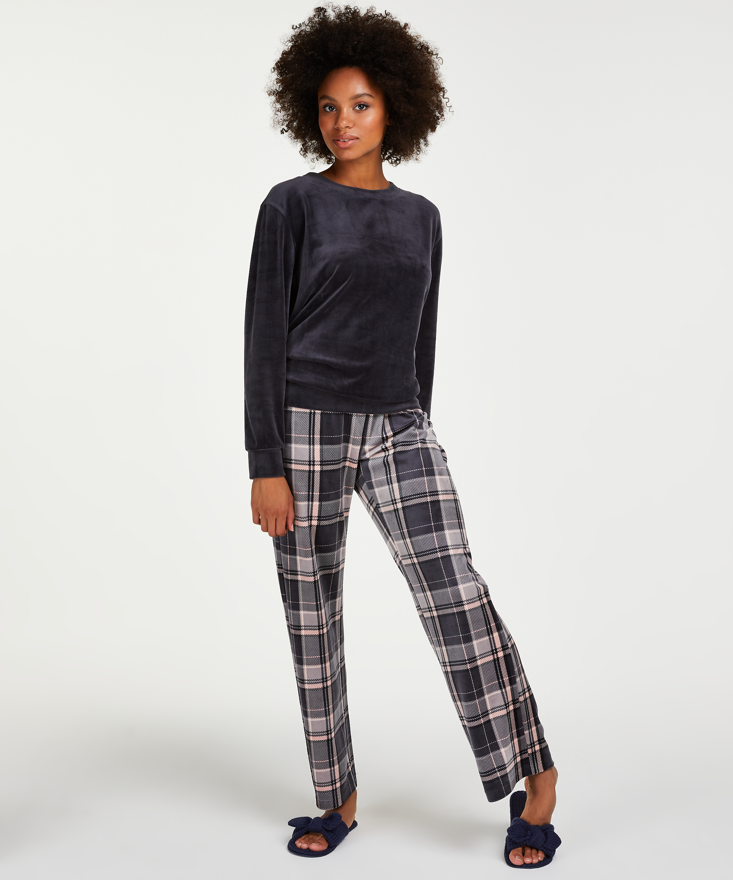 Velour pyjamassæt, Grå, main