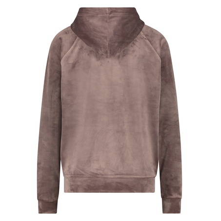 Hoodie i velours, Brun