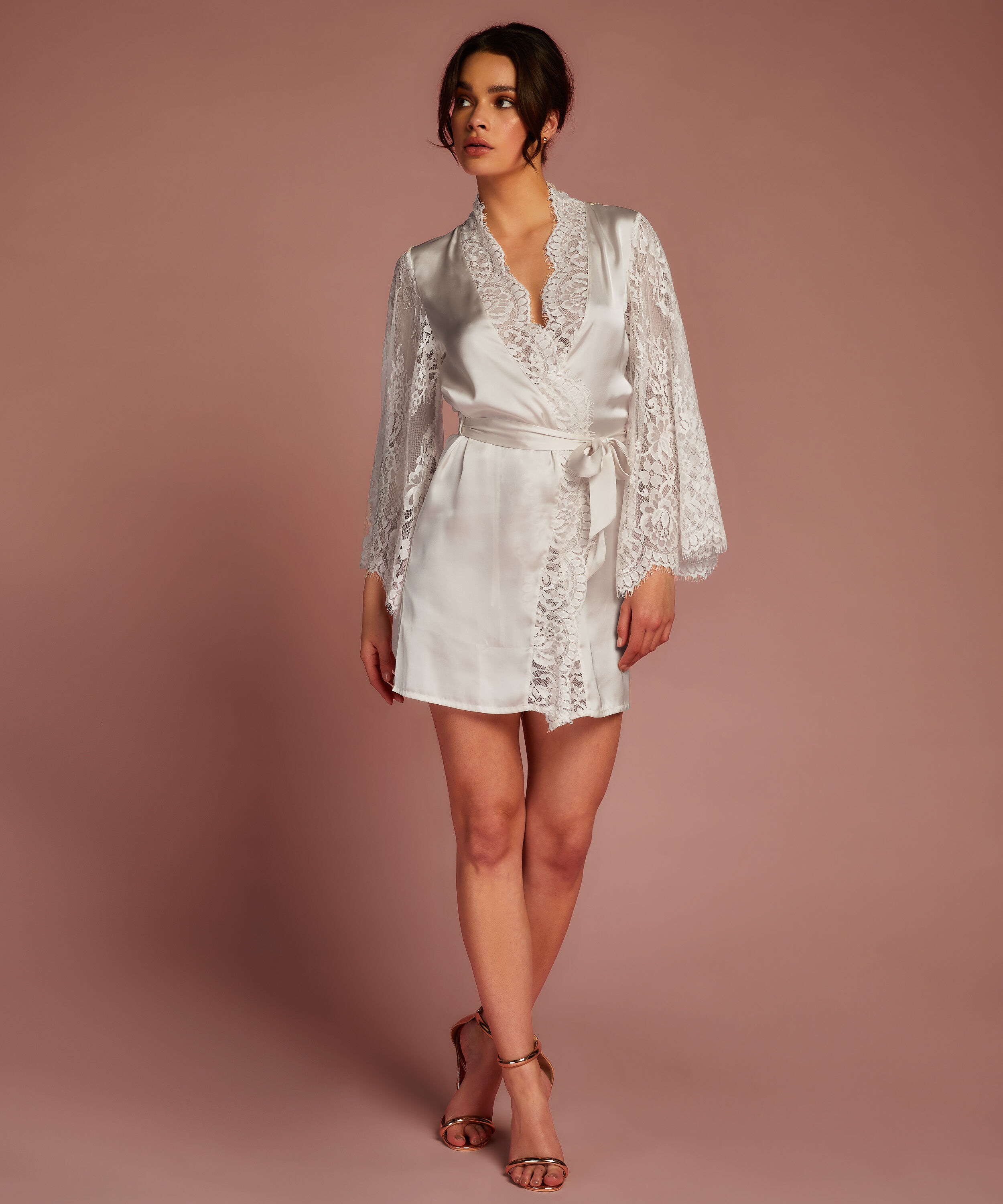 Kimono All Over Lace, Hvid