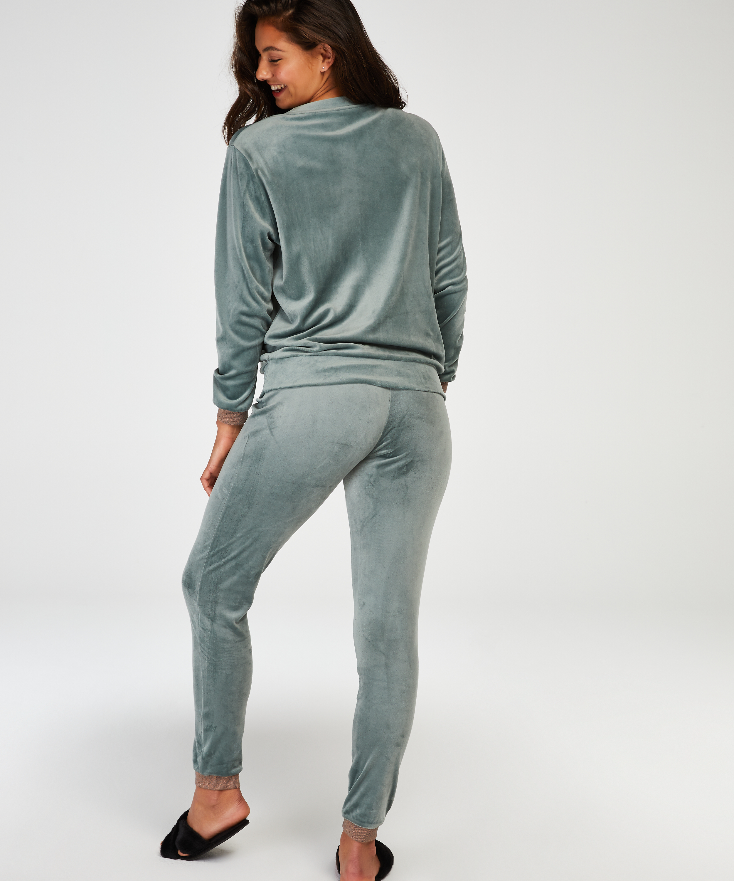 Jogger velour lurex maternity, gr&oslash;n, main