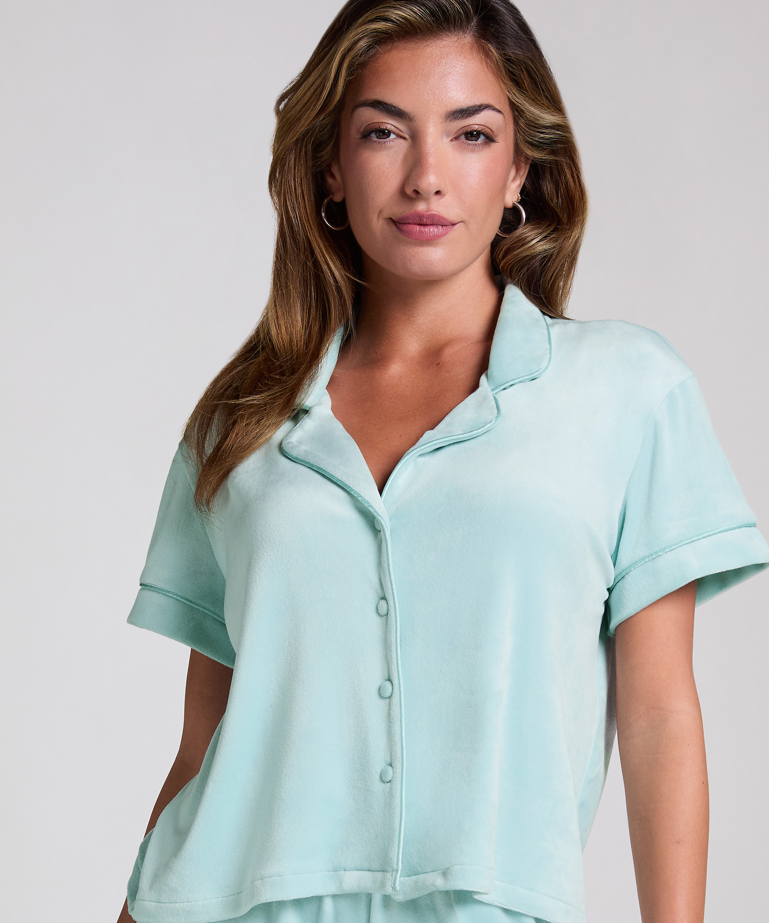 Kortærmet jakke i velour, Grøn, main