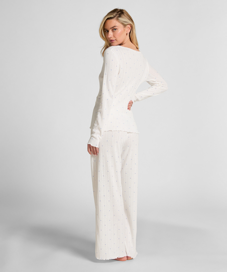 Pyjamasbukser Pointelle, Blå