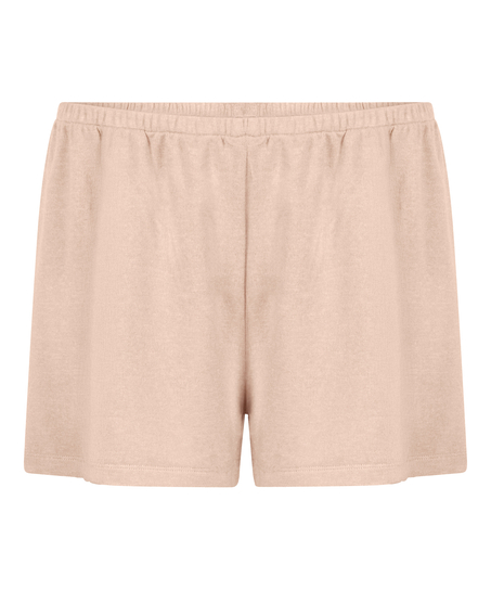 Pyjamasshorts i b&oslash;rstet jersey, Beige