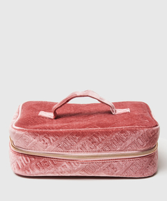 Make-up-taske med prægning, pink