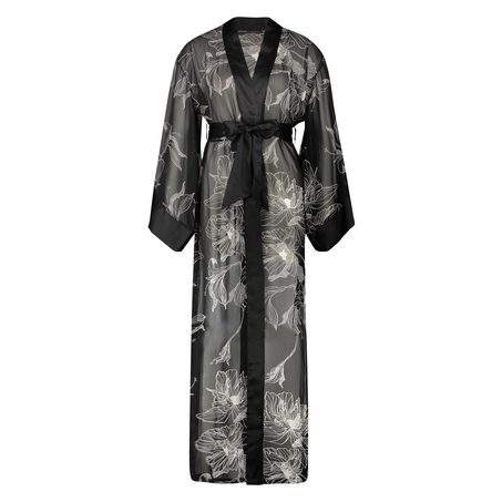 Kimono long chiffon lotus, Sort