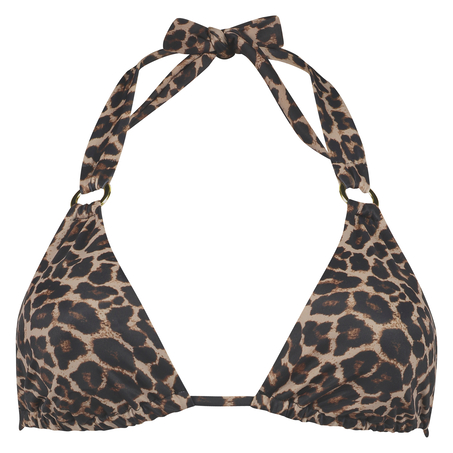 Leopard trekantsbikinitop, Beige