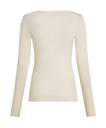 super soft b&aring;dhals bluse med cashmere, Hvid