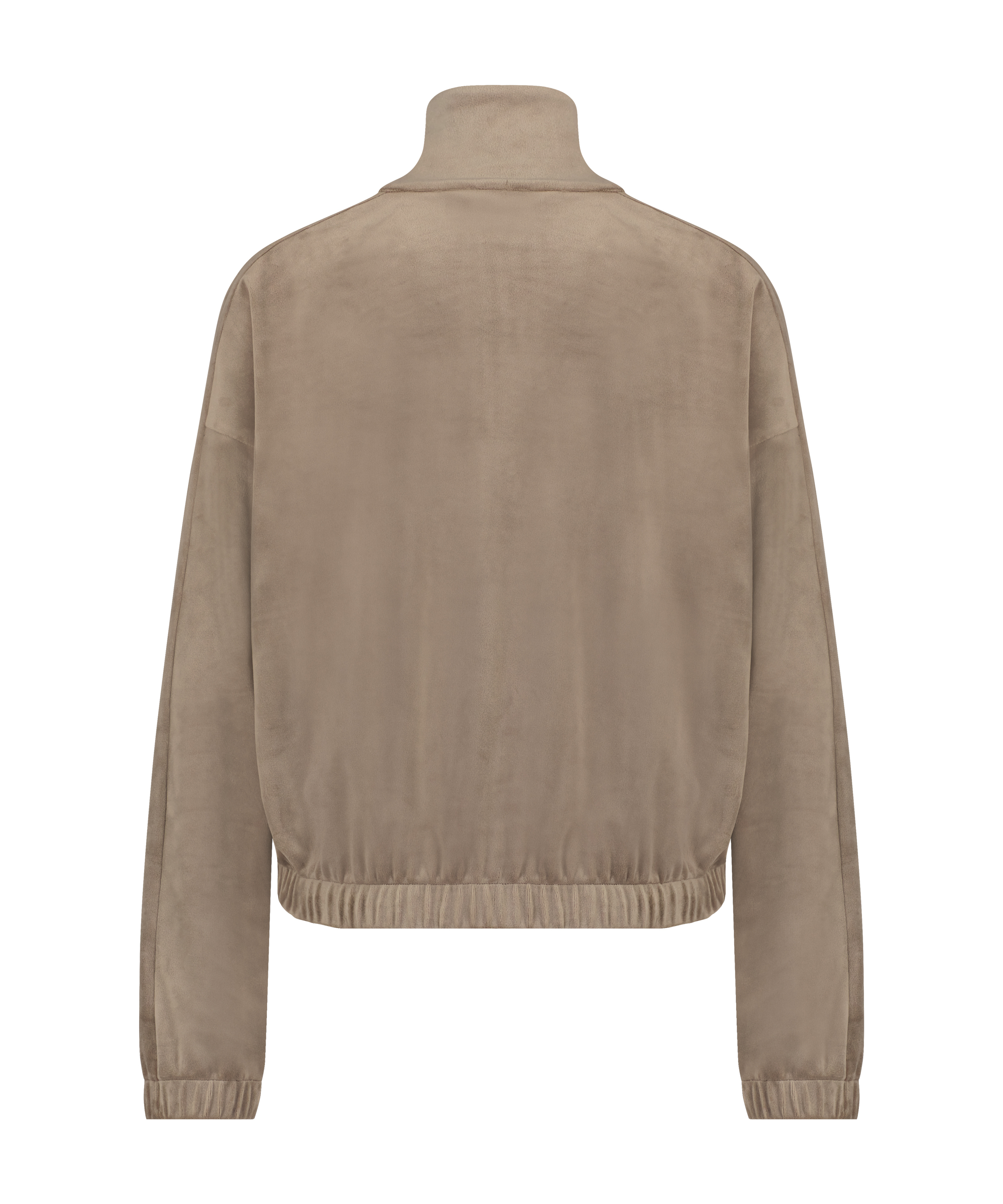 Top med lange &aelig;rmer velour, Brun, main