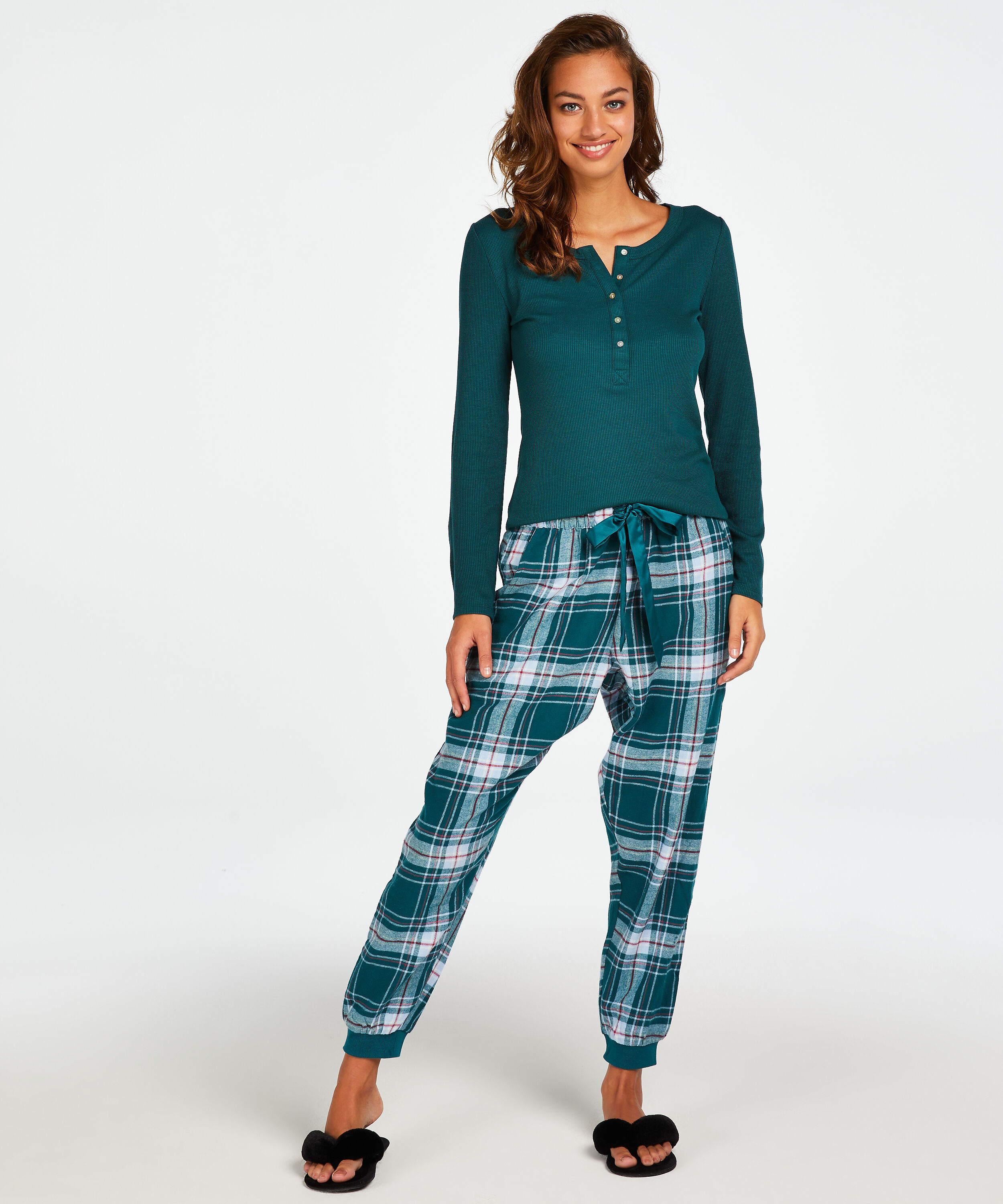 Sm&aring; Pyjamasbukser Twill Check, bl&aring;