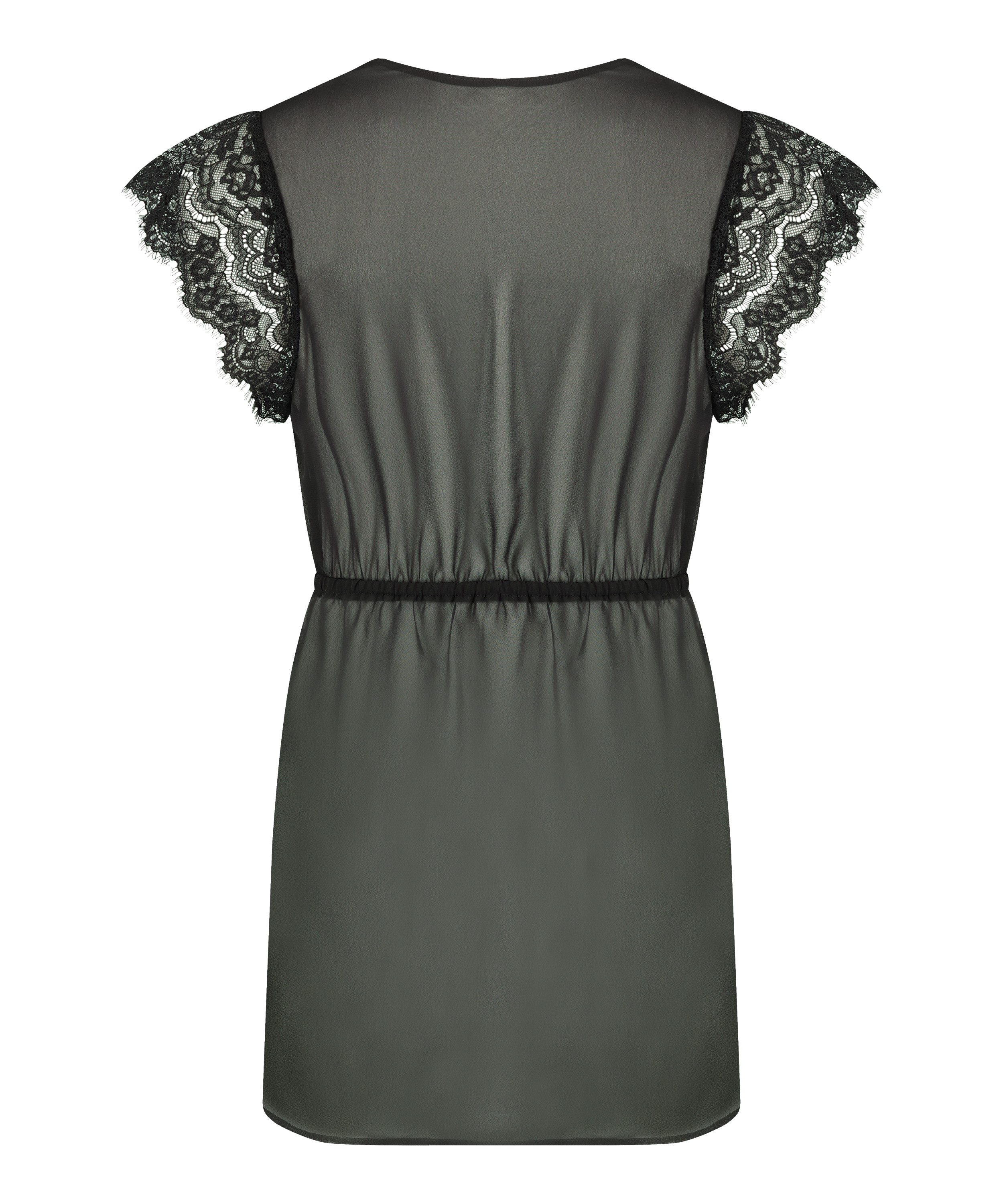 Kort kimoni i satin Candance, Sort, main