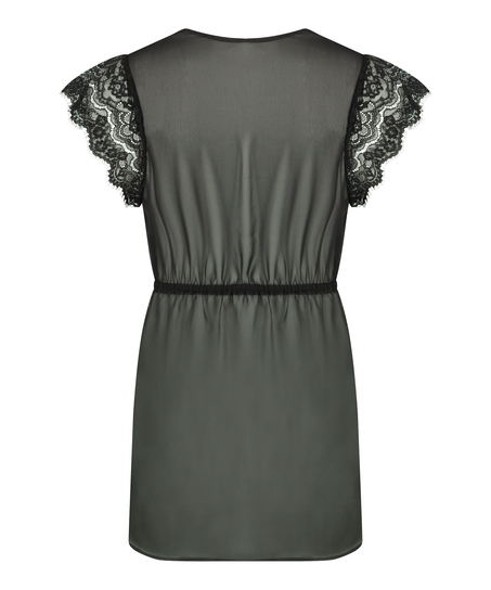 Kort kimoni i satin Candance, Sort