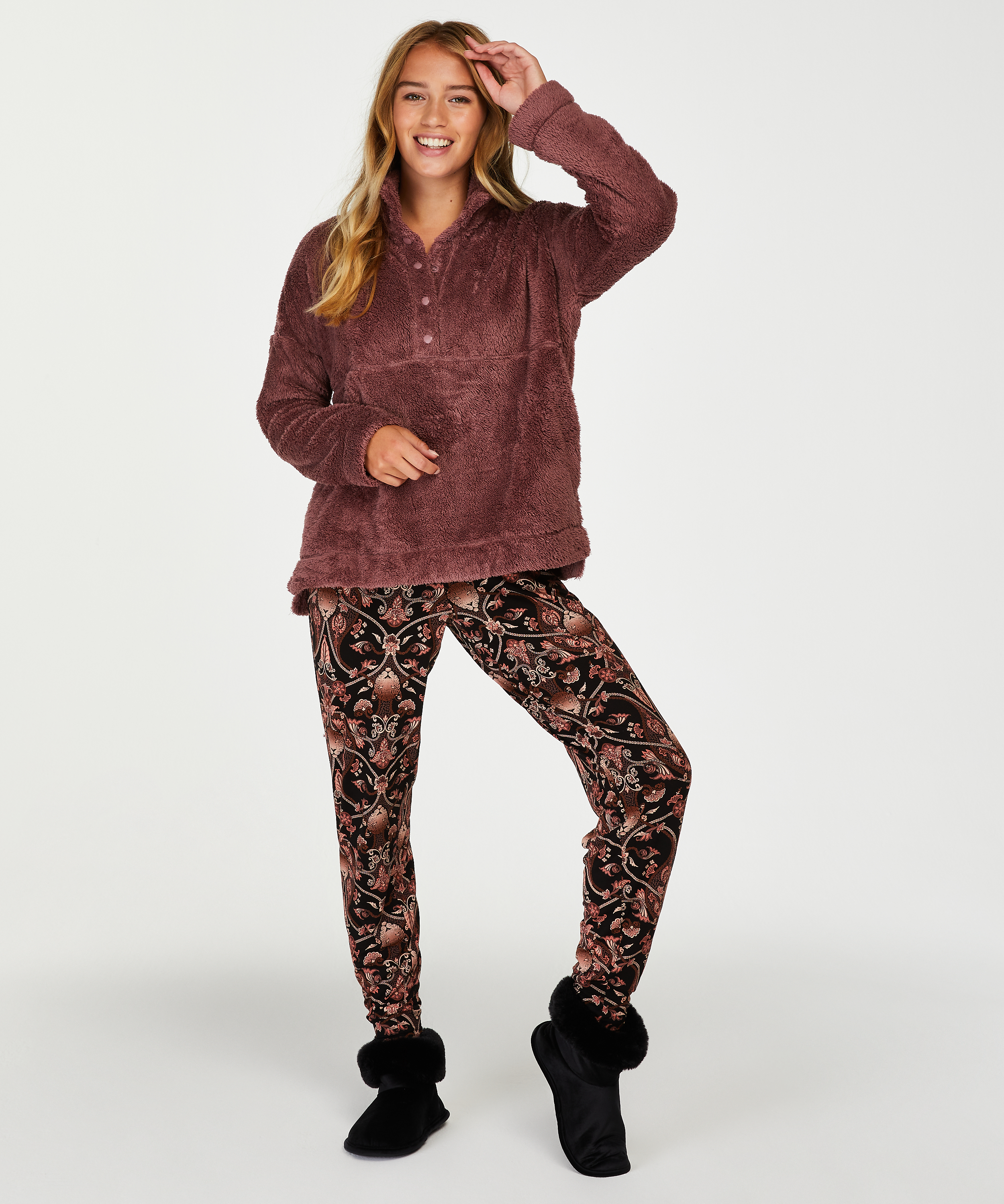 Jersey pyjamasbukser, sort, main