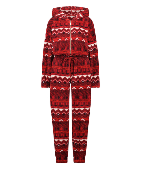 Flannel Fleece Onesie Fairisle, rød