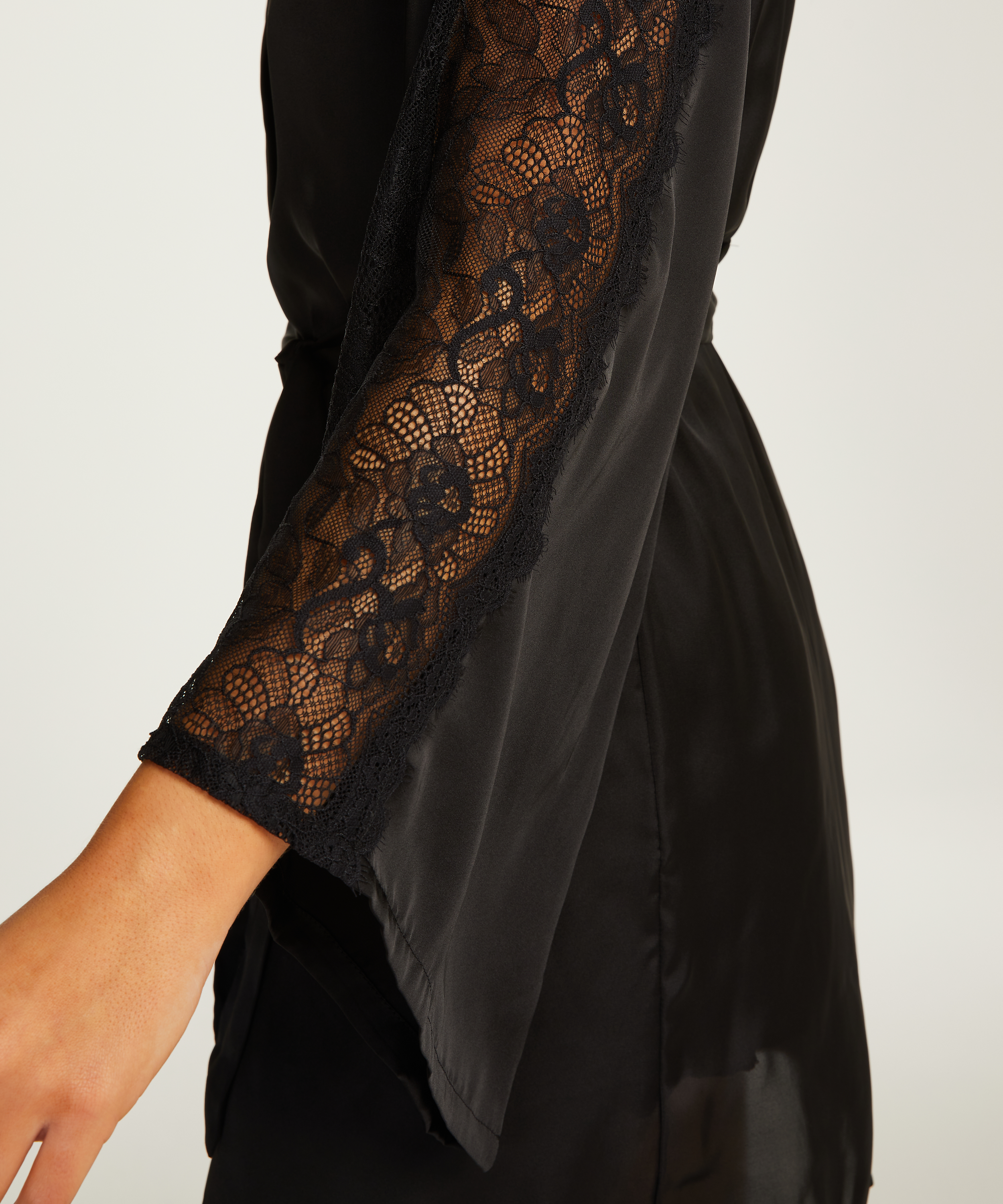 Kimono Satin Lace, Sort, main