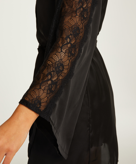 Kimono Satin Lace, Sort