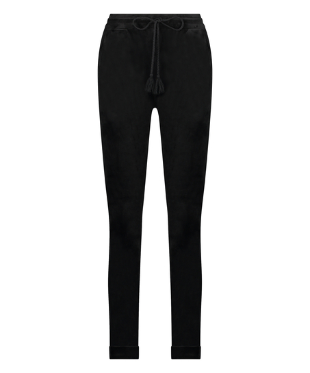 Tall joggingbukser velour, sort