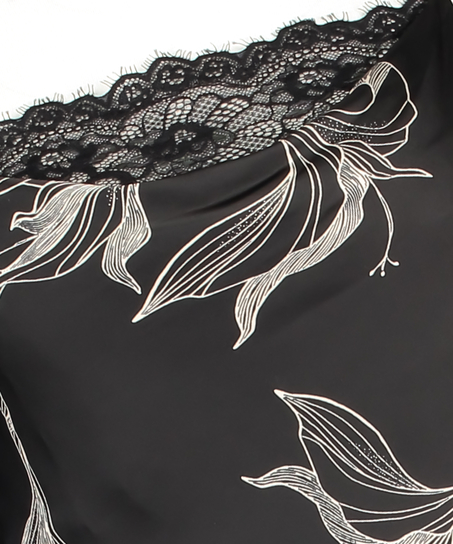 Natkjole satin Lotus, sort