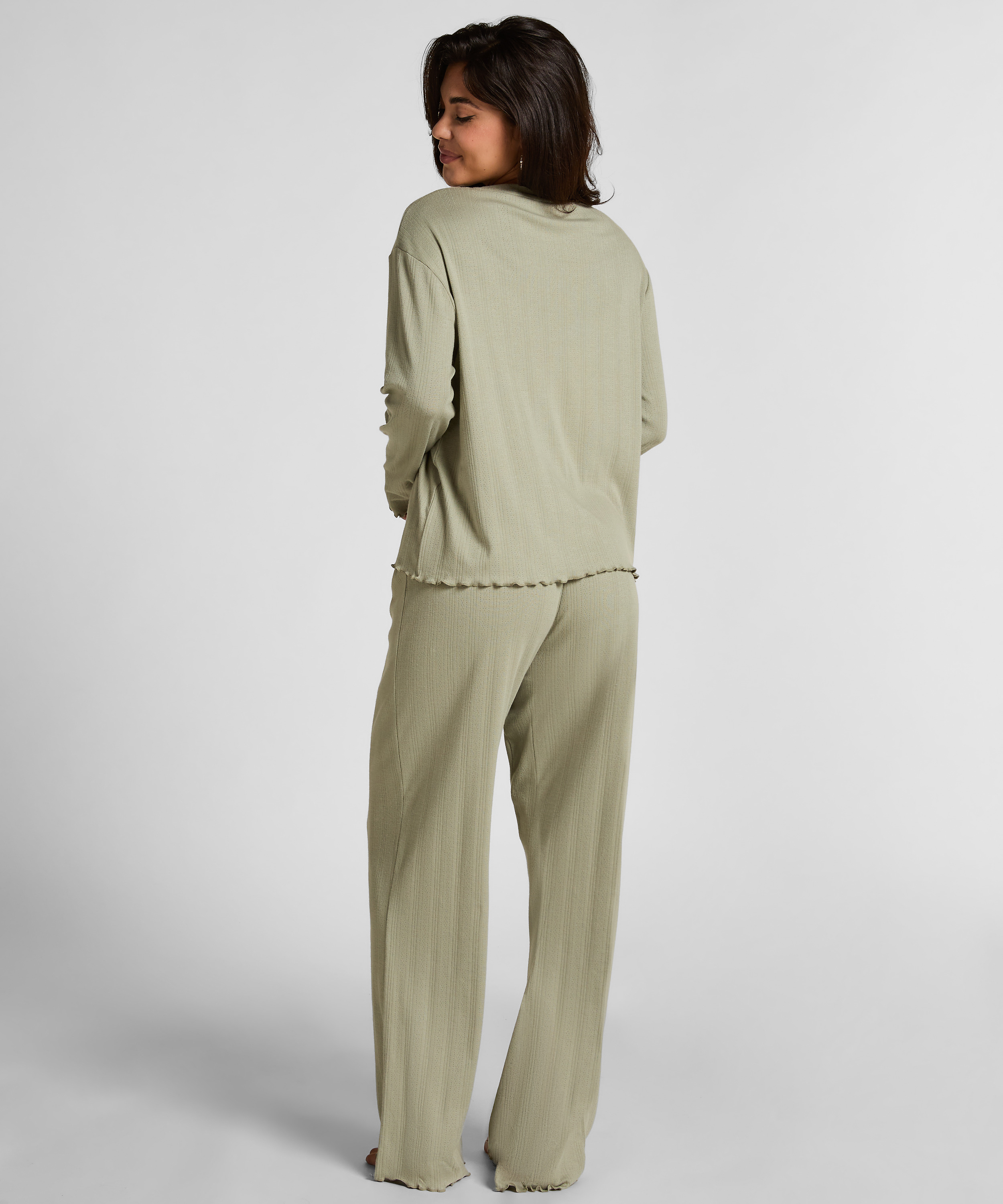 Pyjama Pant Loose Pointelle, Grøn, main