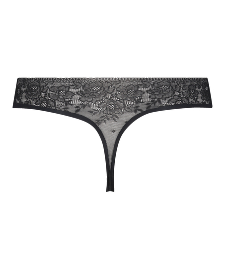 Invisible g-streng Allover Lace, sort