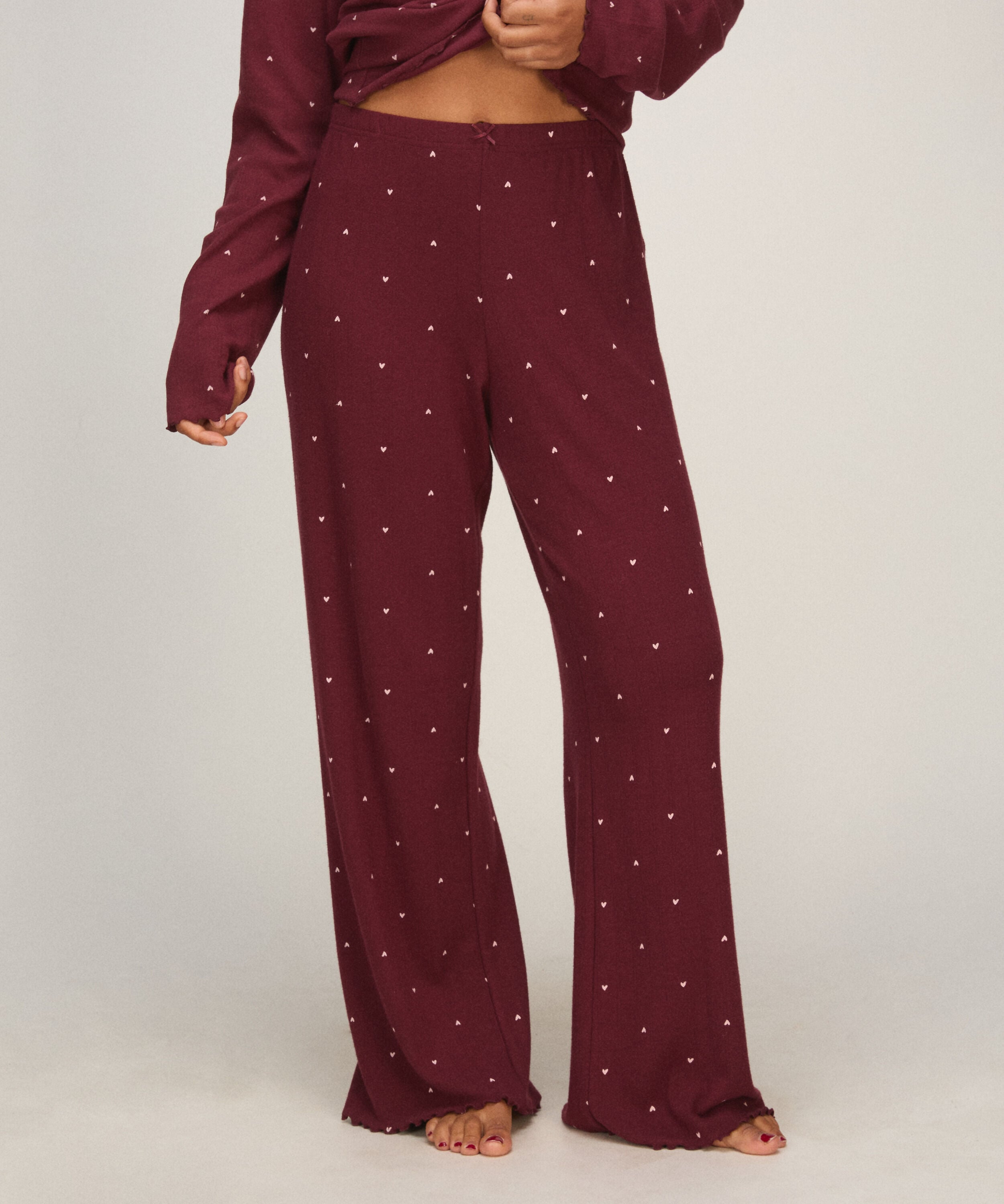 Pyjamasbukser Loose Pointelle, Lilla Pyjamasbukser Loose Pointelle, Lilla