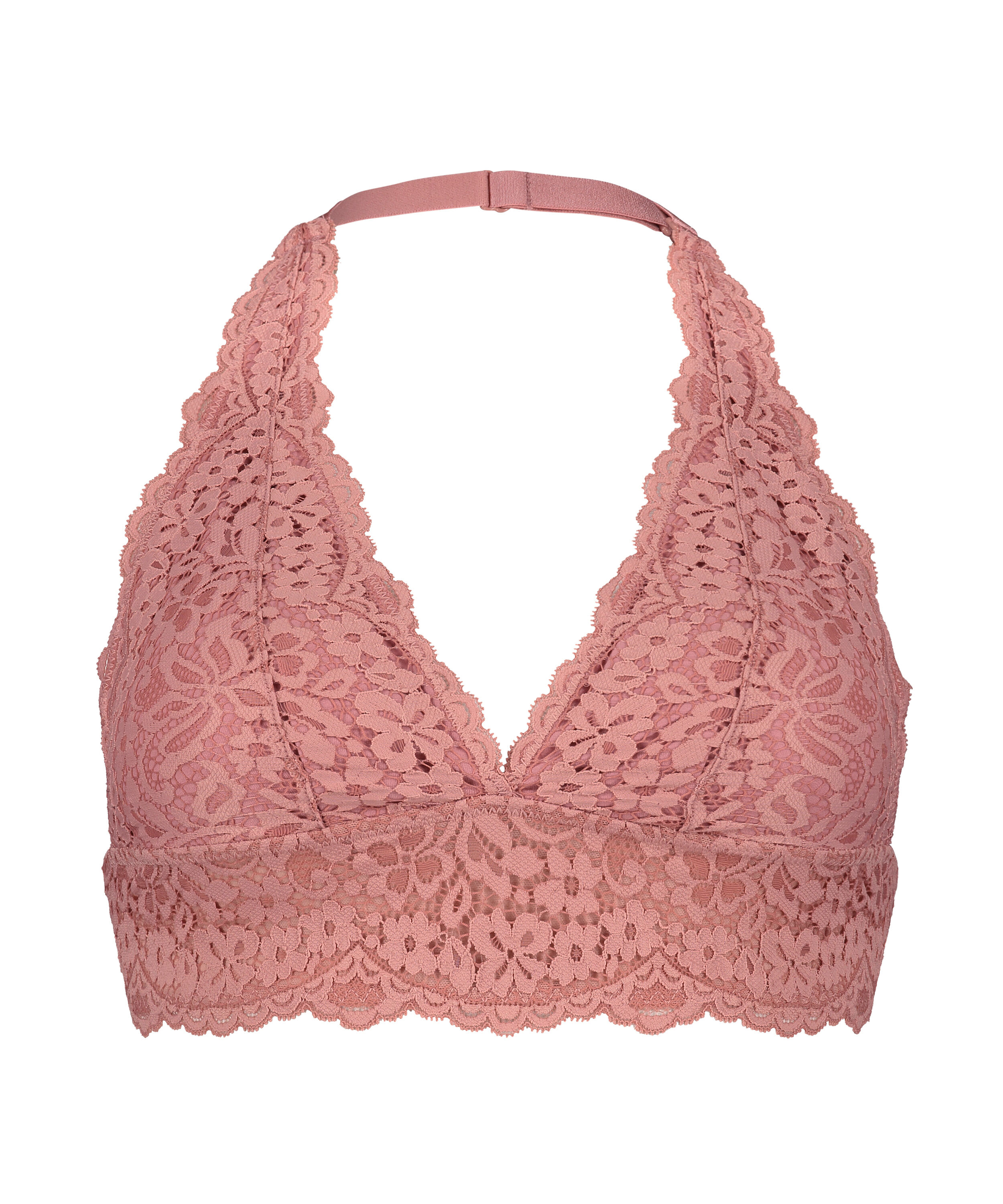 Rose bralette med halterneck, pink