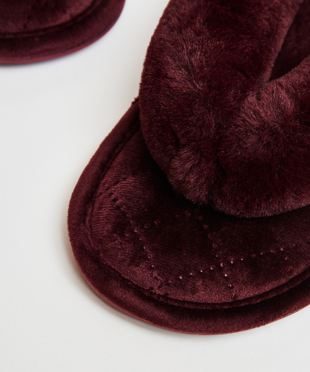Hjemmesko Velour fur, Rød