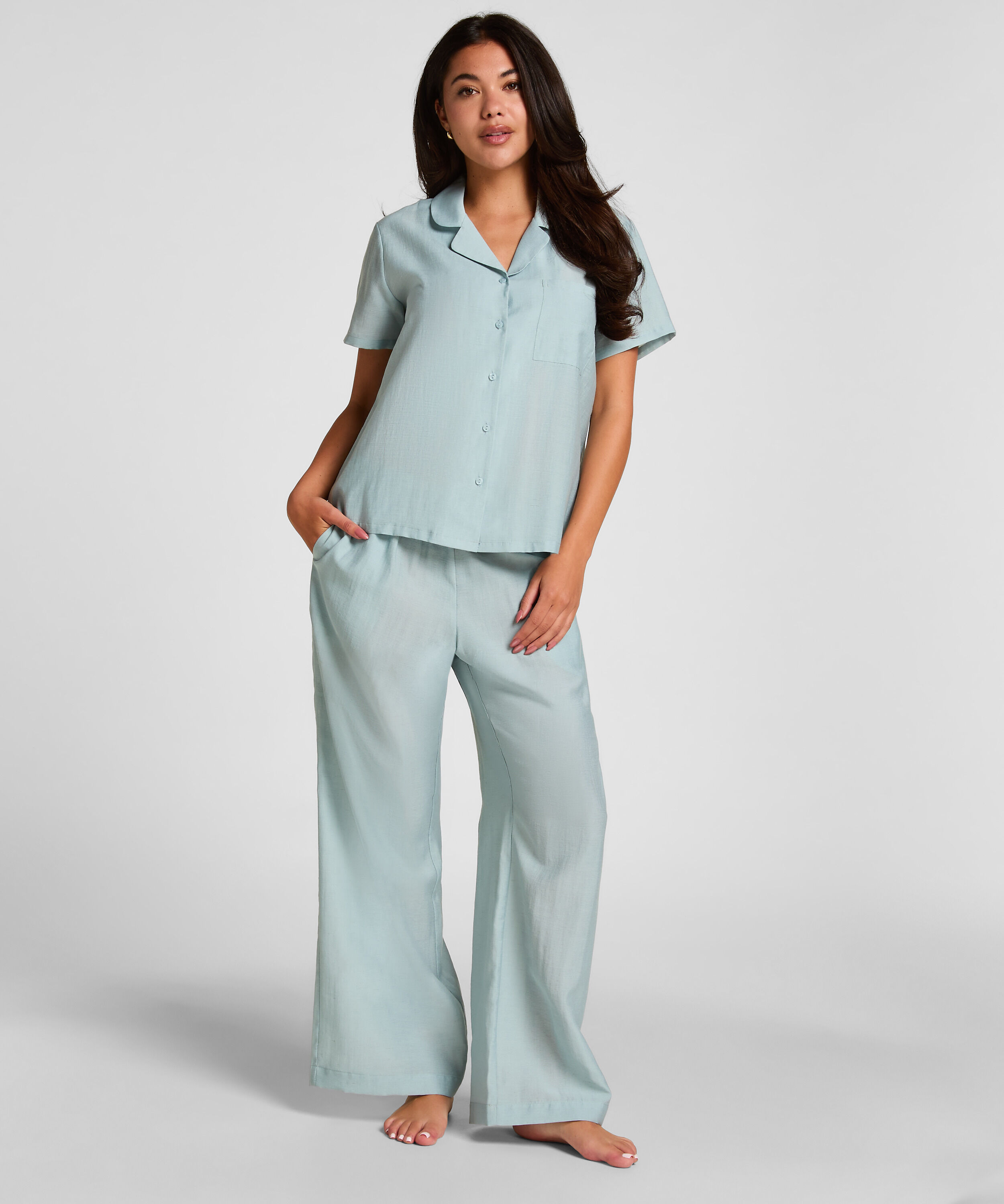 Pyjamasbukser Crinkled, Blå Pyjamasbukser Crinkled, Blå