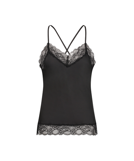 Camitop Satin Lace, Sort