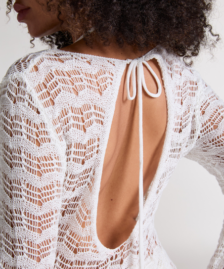 Hæklet maxi-kjole, hvid