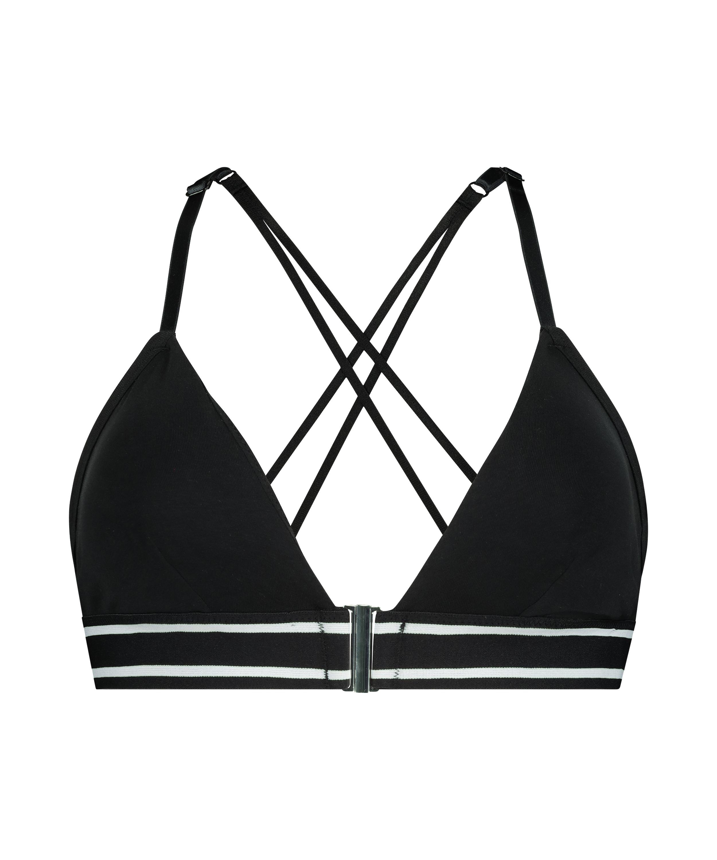 Formstøbt triangle bralette Casey bomuld, Sort, main