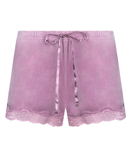 Shorts velour Lace, Lilla