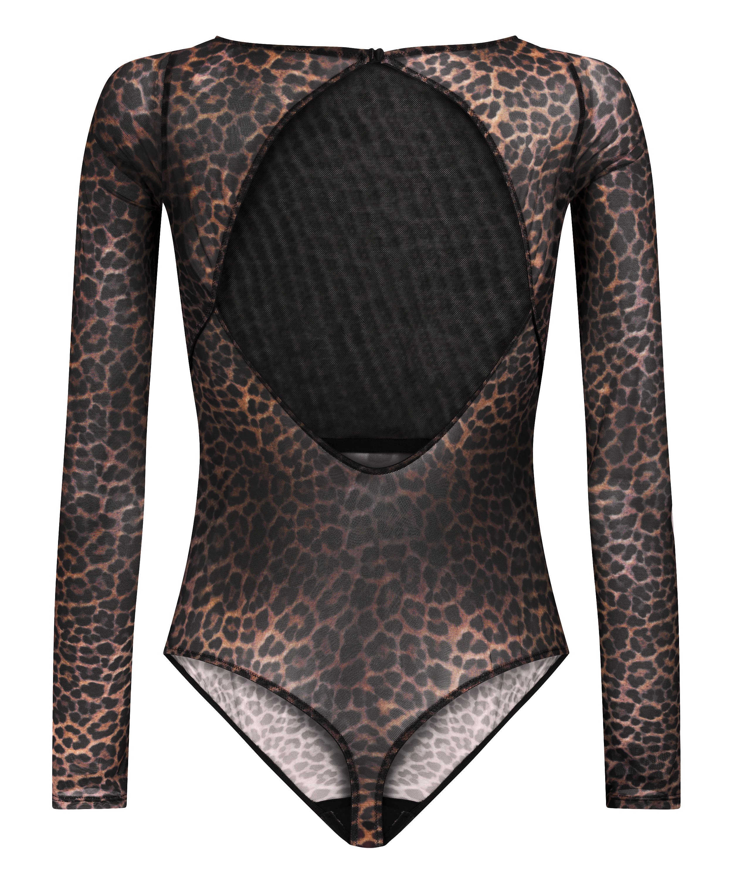 Tara Leopard langærmet body, Sort, main