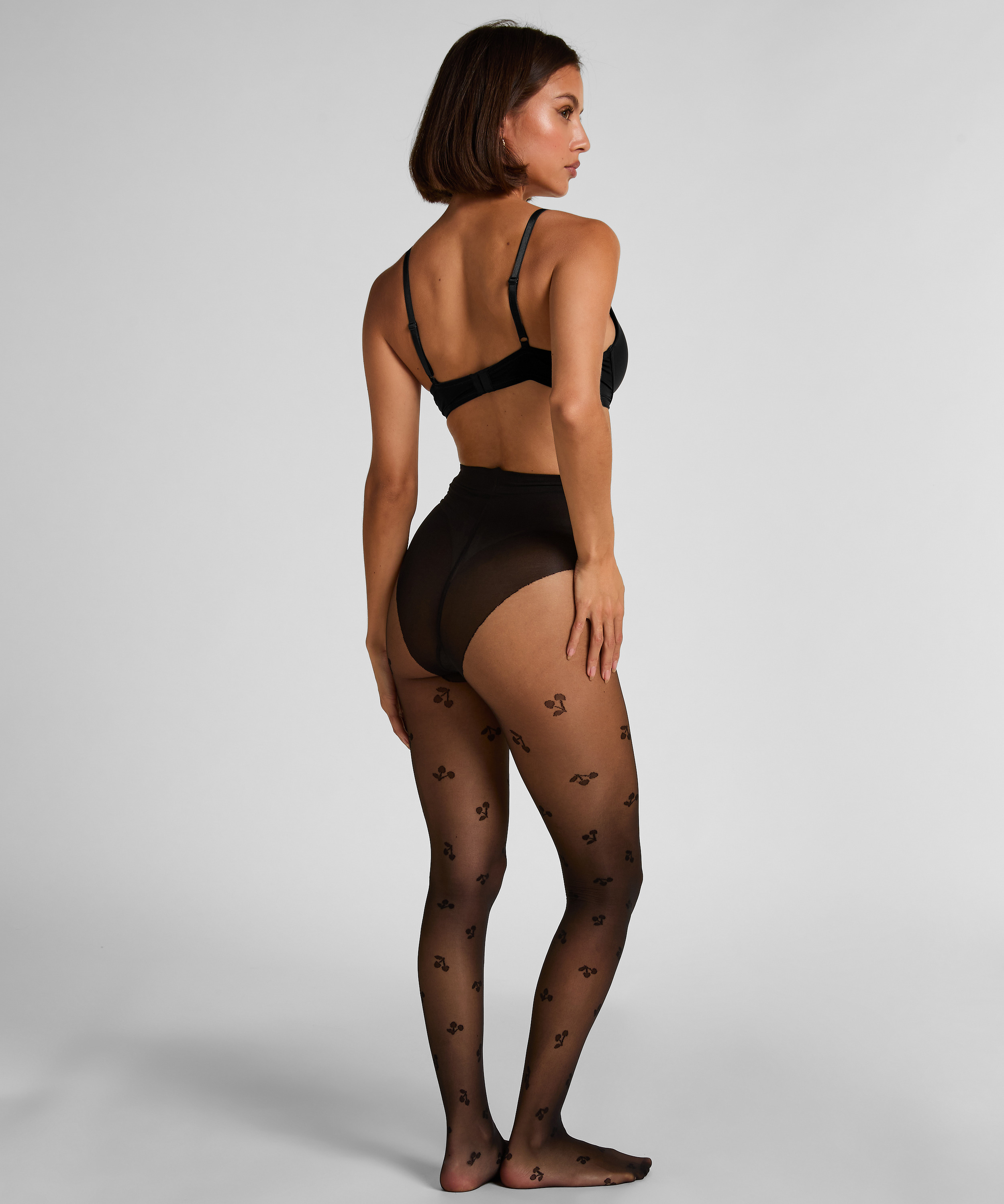 Str&oslash;mpebukser 15DEN med print, Sort, main