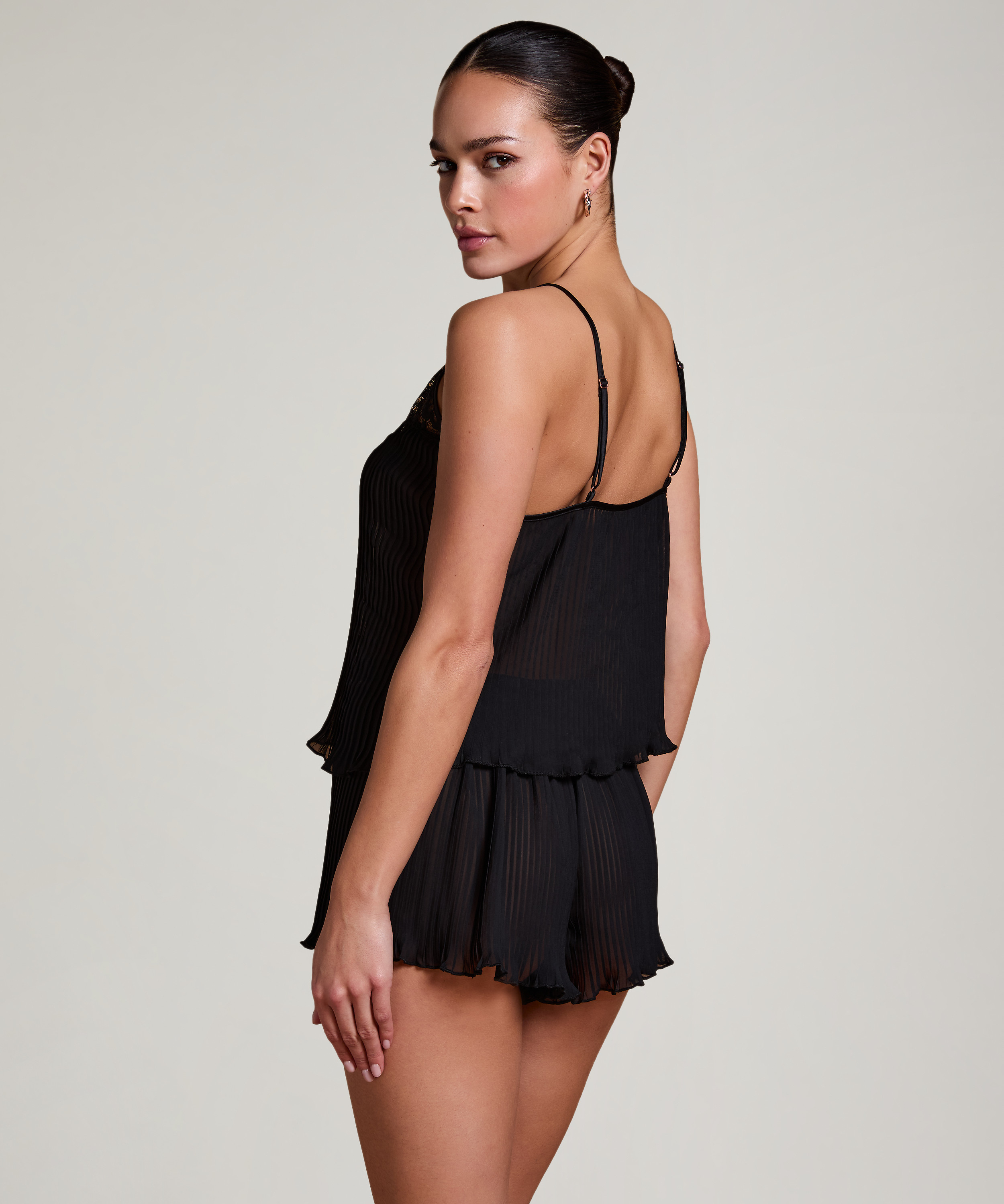 Plisse shorts, sort, main